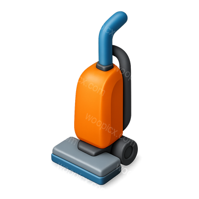 3D Icon of an Upright Vacuum Cleaner with Isometric View