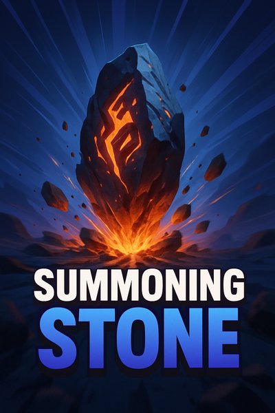 Dynamic Summoning Stone Illustration with Bold Title