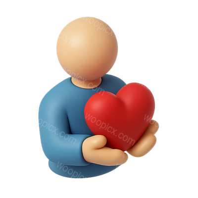 3D Heart Icon in Hands - Isometric Design