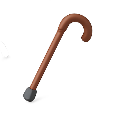 Stylized Illustration of a Walking Cane