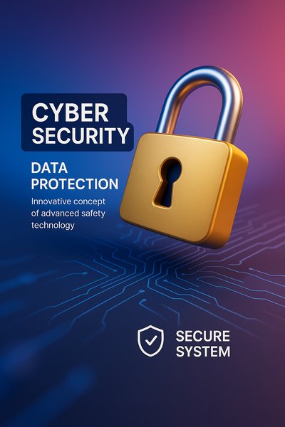 Cyber Security Concept with Lock and Technology Background