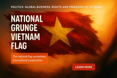 Grunge Style Vietnam Flag with Political Themes