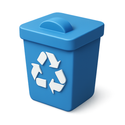 3D Recycling Bin Icon with Arrows in Isometric View