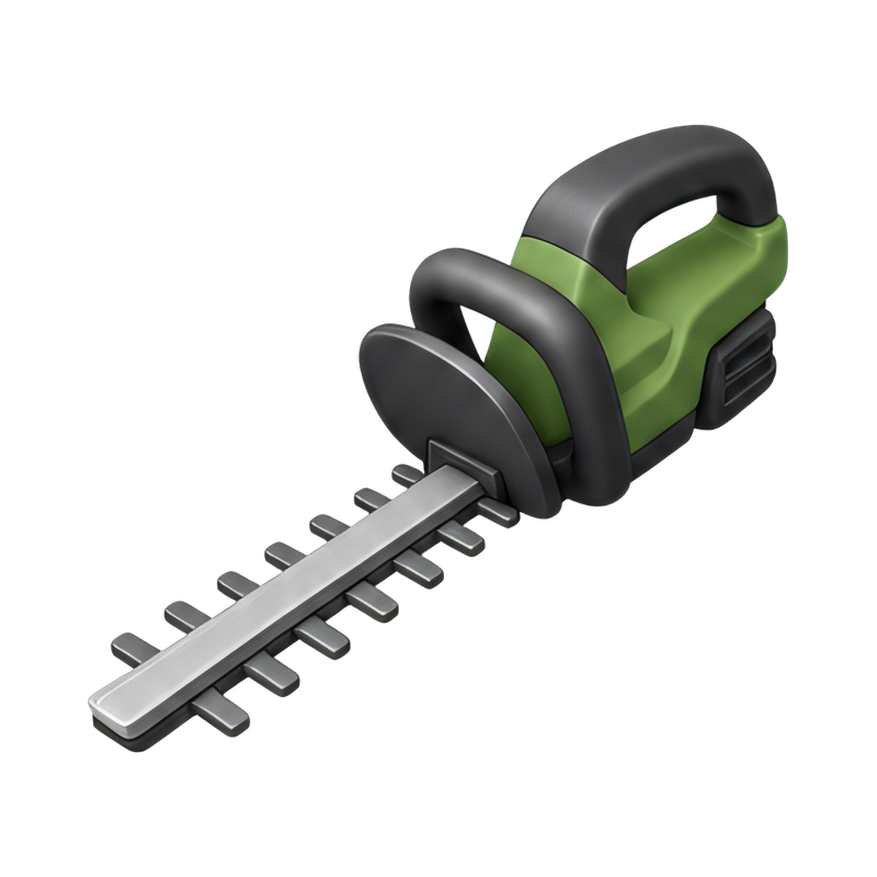 electric hedge trimmer in action