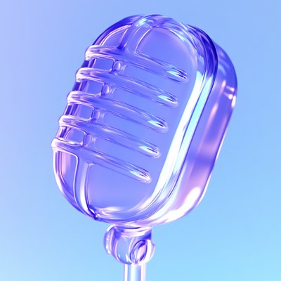 Stylized Microphone Illustration with Gradient Background