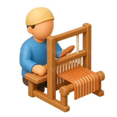3D Weaver Icon: Artistic Representation of a Cloth Maker