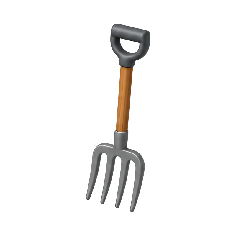 rustic pitchfork in the field