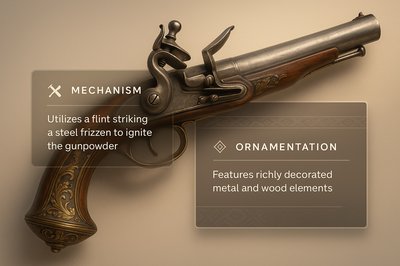 Stylish and Glamorous Flintlock Pistol Illustration