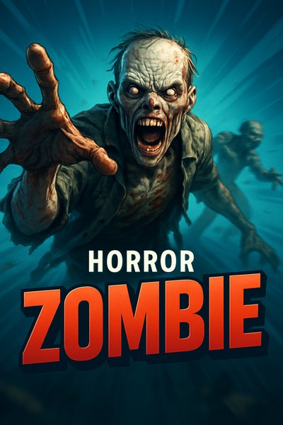 Dynamic Zombie Horror Scene with Bold Typography