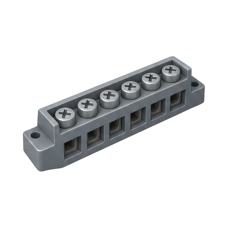 Screw terminal strip close-up