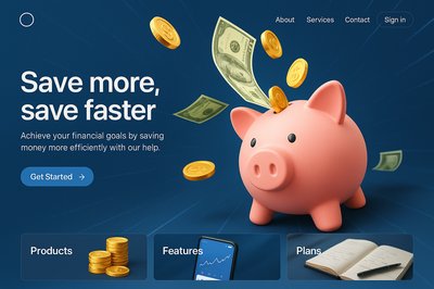 Dynamic Landing Page with Piggy Bank and Financial Themes