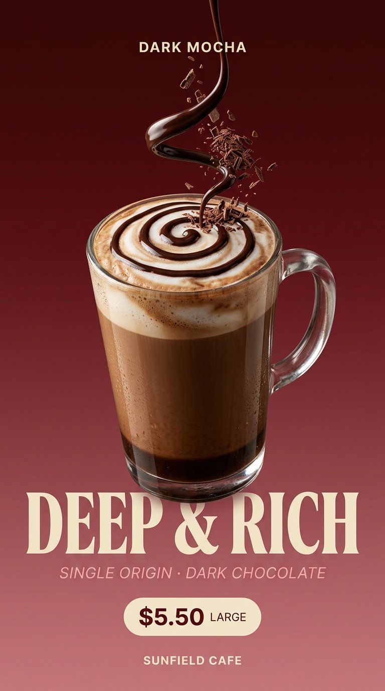 Cafe mocha with oxblood drizzle