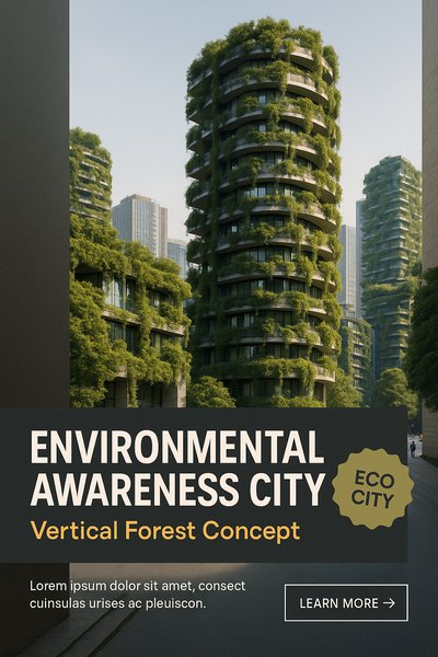 Vertical Forest City Concept Showcasing Environmental Awareness