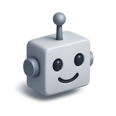 3D Robot Icon with Antenna in Isometric View