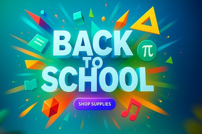 Dynamic Back to School Design with Colorful Academic Symbols