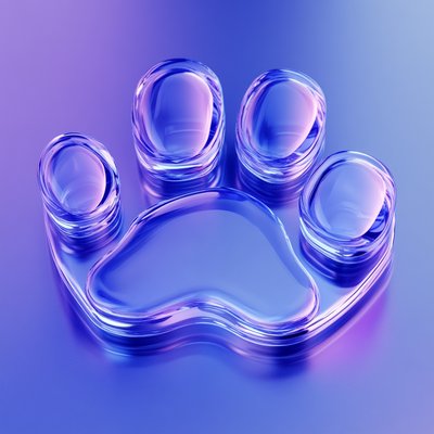 Stylized Pet Paw Print Icon in Glass Effect