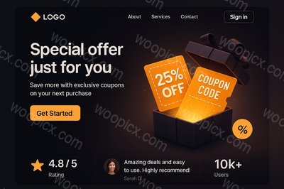 3D Style Promotion Coupon with Gift Box Design