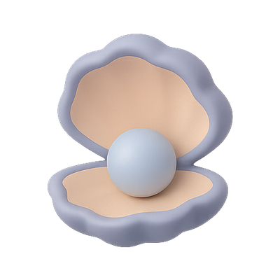 3D Render of an Open Seashell with a Pearl