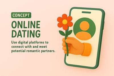 Illustrative Graphic Depicting Online Dating Concept