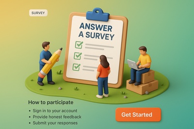 Engaging 3D Illustration of Survey Participation