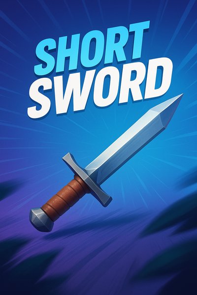Dynamic Short Sword Illustration with Bold Text
