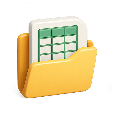Stylized Folder Icon with Spreadsheet Graphic