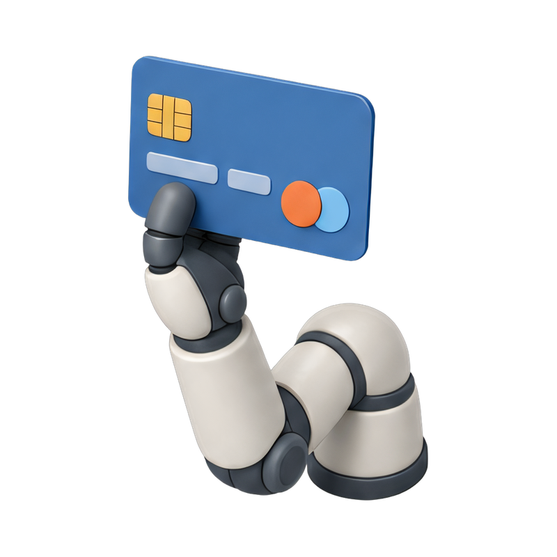 robot arm with credit card
