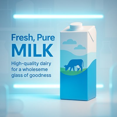 Modern Milk Packaging Design with Illustrative Elements