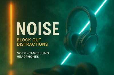 Neon-Themed Noise-Cancelling Headphones Advertisement
