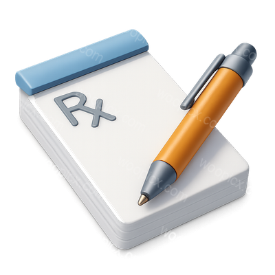 3D Prescription Pad and Pen Icon in Isometric View