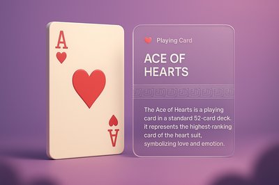 Surreal 3D Illustration of Ace of Hearts Playing Card
