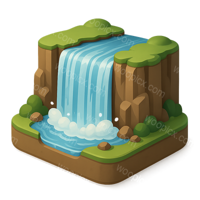 3D Icon of Victoria Falls in Isometric View