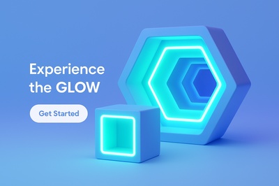 Fluorescent Hexagonal Tunnel with Glowing Elements
