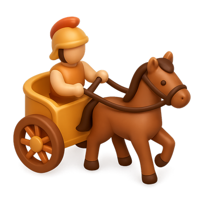 3D Icon of a Charioteer War Chariot in Isometric View