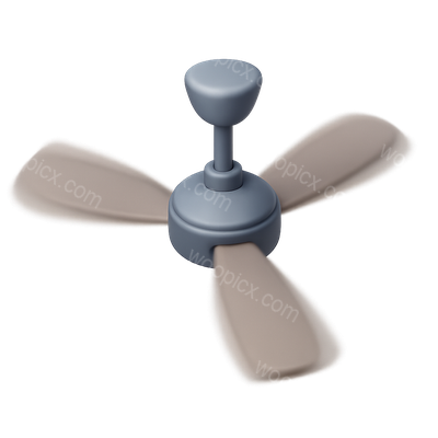 Stylized 3D Ceiling Fan Icon with Spinning Blades
