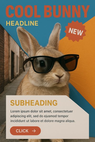 Cool Bunny in Sunglasses Against Colorful Background