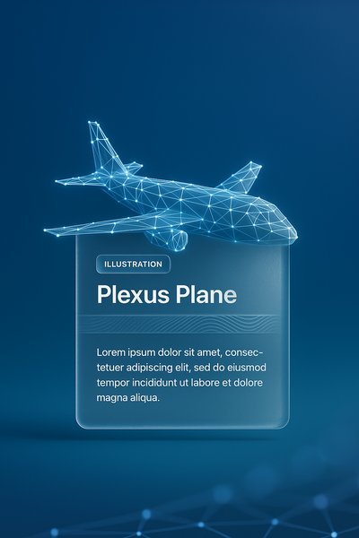 3D Illustration of a Plexus Plane with Overlay Text