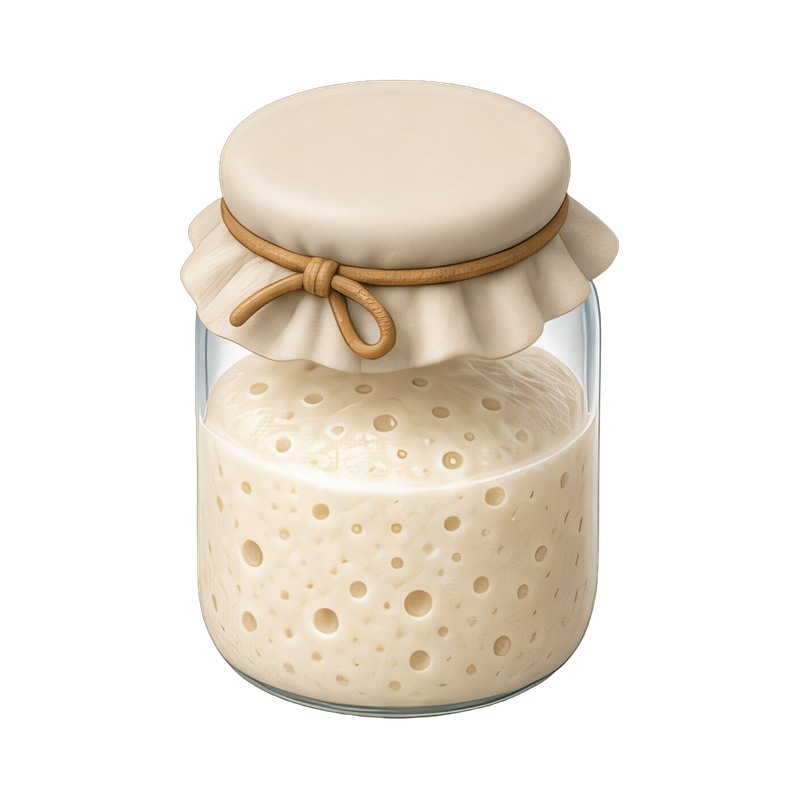 bubbly sourdough starter jar