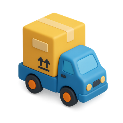 Colorful 3D Shipping Truck and Box Icon