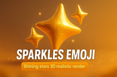 3D Render of Sparkling Stars Emoji with Elegant Design