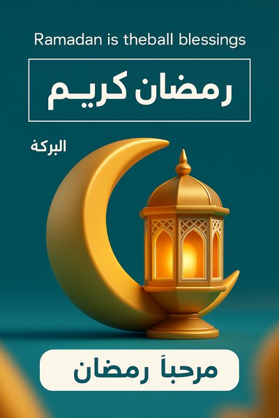 Elegant 3D Ramadan Kareem Illustration with Lantern