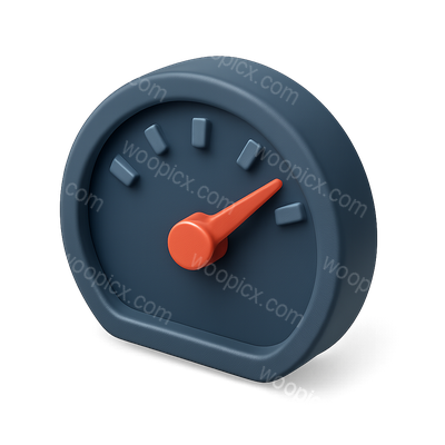 3D Speedometer Icon in Isometric View with Volumetric Design