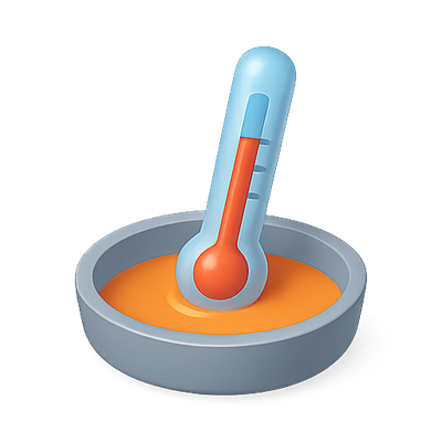 Thermometer in a Bowl of Orange Liquid - 3D Illustration