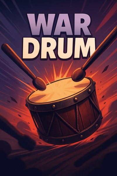 Dynamic War Drum Illustration with Bold Typography