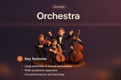 3D Illustration of an Orchestra Ensemble with Musicians