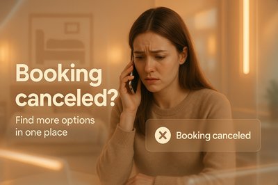 Frustrated Woman on Phone with Booking Cancellation Message