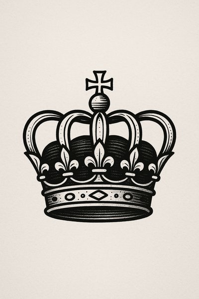 Stylized Crown Illustration with Cross Design