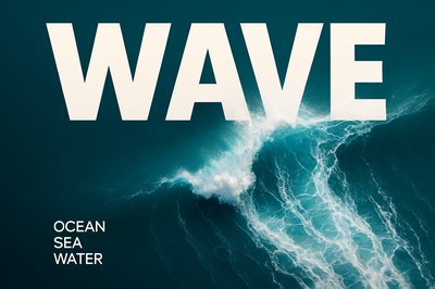 Aerial View of Ocean Waves with Bold Typography