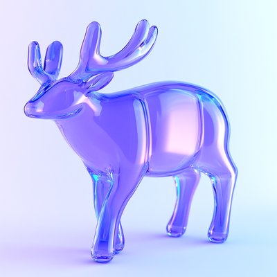 Stylized Glassy Deer Sculpture in Pastel Colors