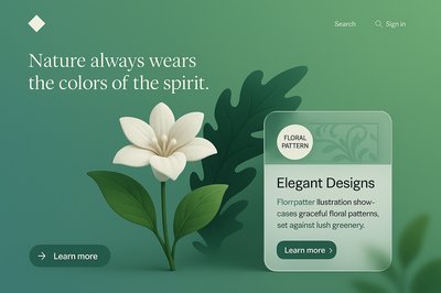Floral Pattern Website Design with 3D Elements